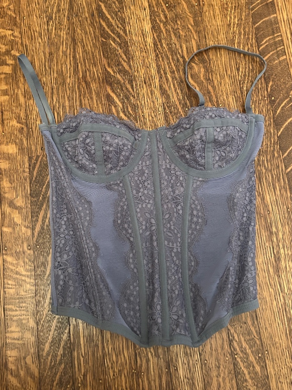 Out from under blue corset top small